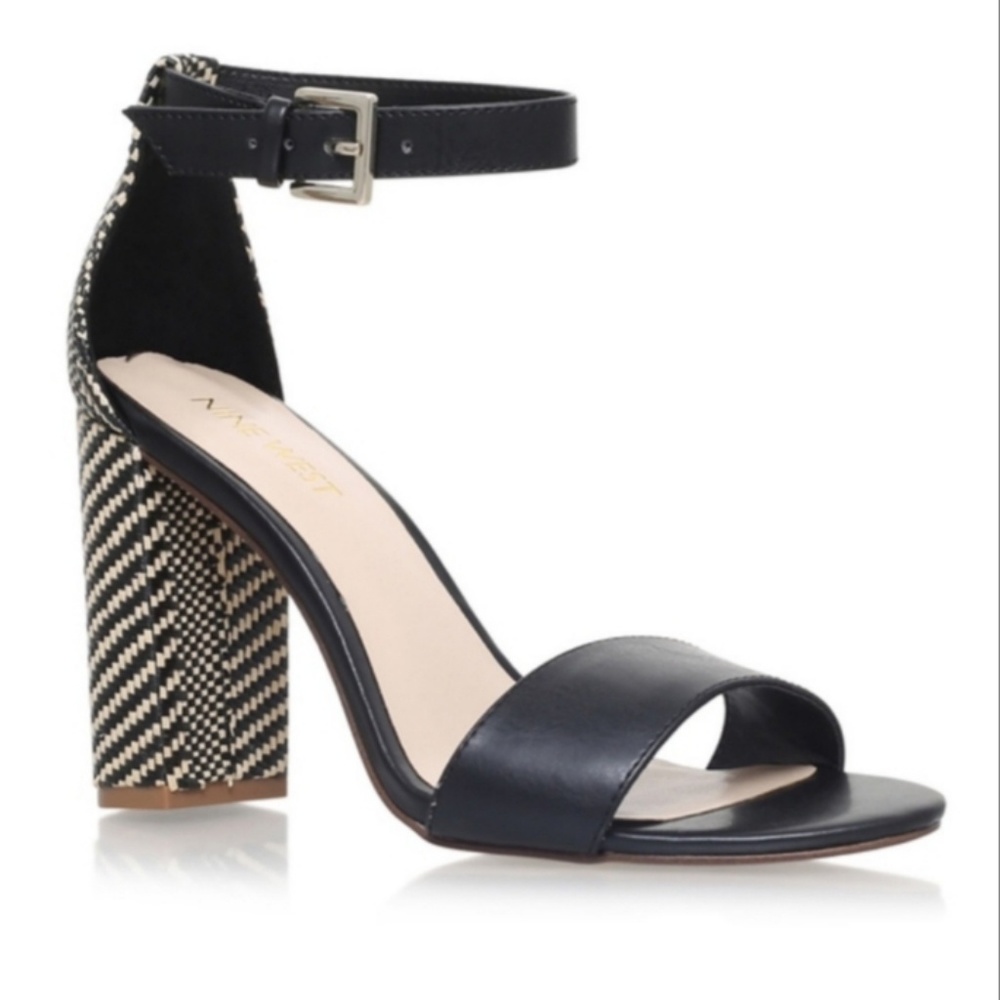 Nine West Raffia Stacked Heel Sandals